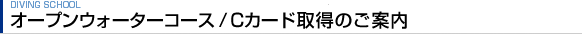 オープンウォーターコース/Cカード取得のご案内 | ダイビングスクール